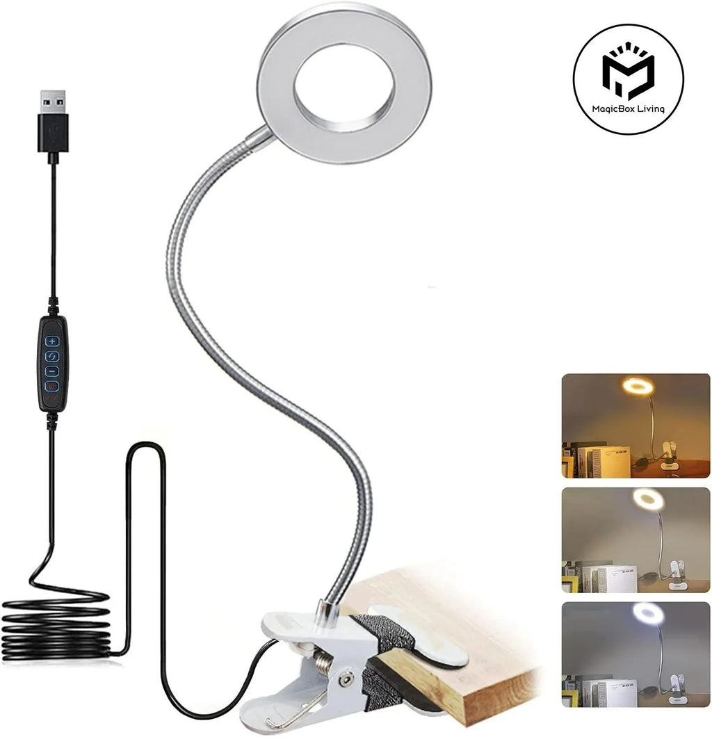 Flexible Gooseneck Clip-on Desk Lamp